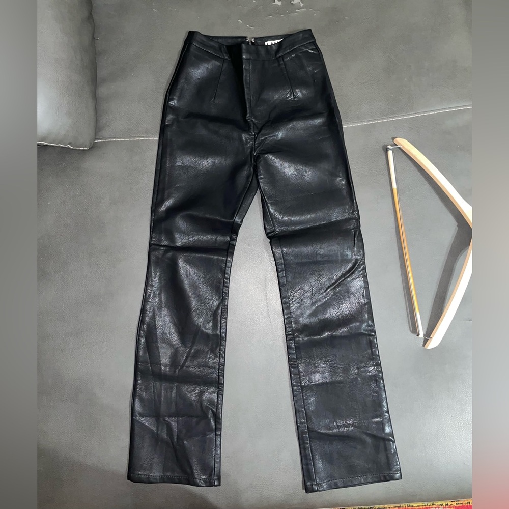 I.AM.GIA Black Faux Leather Straight-Leg Pants | Size XS